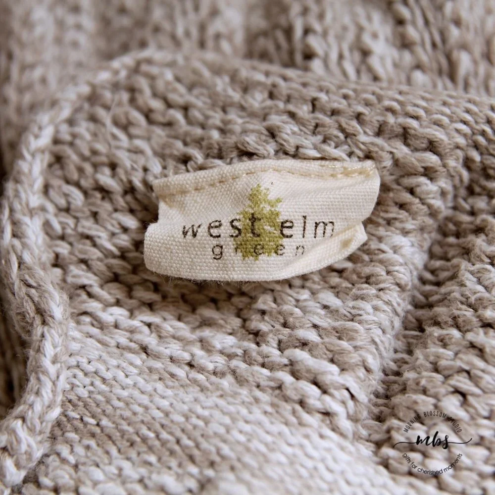 West‎ Elm Square Knit Throw Tan